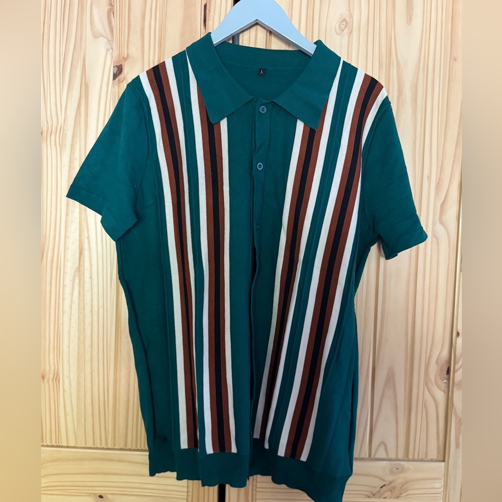 SHEIN Green Striped Casual Shirt